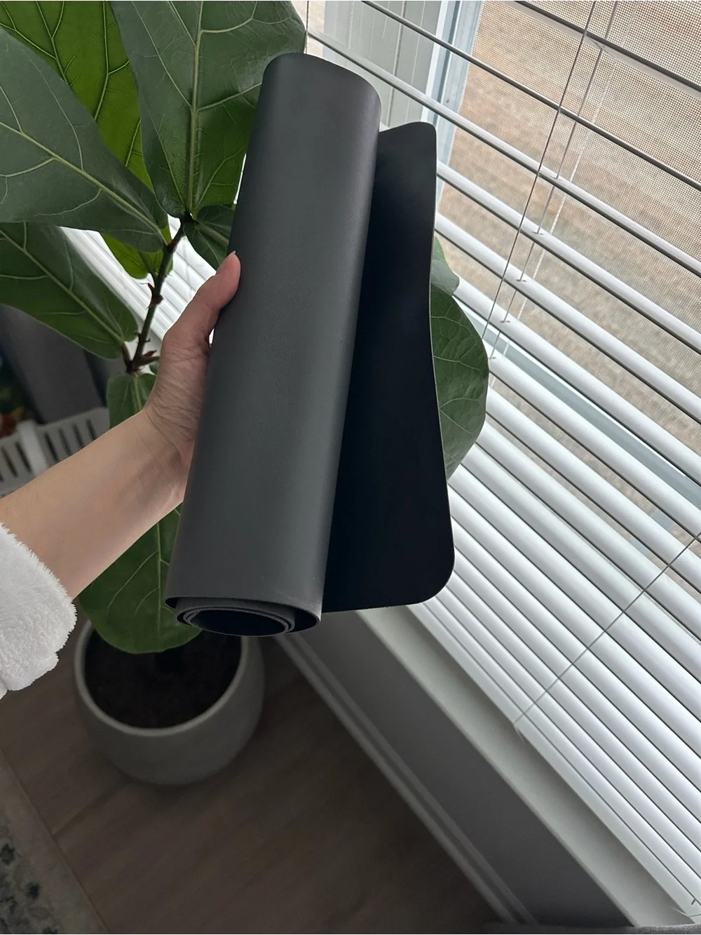 Black Leather-Look Desk Mat 31” X 16”
